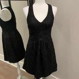 Anthropologie Leifsdottir Stunning Black Lace Dress Fully Lined Size 6